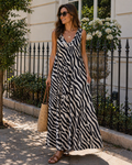 Zebra Sleeveless Swing Maxi Dress